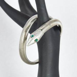Vintage 1970s Silver Serpent Snake Bracelet Bangle